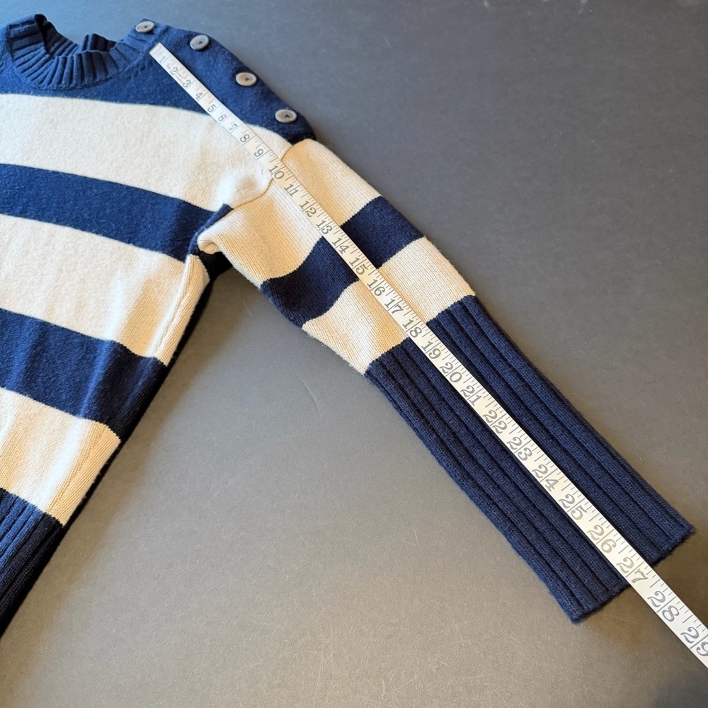 BROCHU WALKER CY Striped crewneck Sweater cream and navy blue, size XS - Picture 5 of 13
